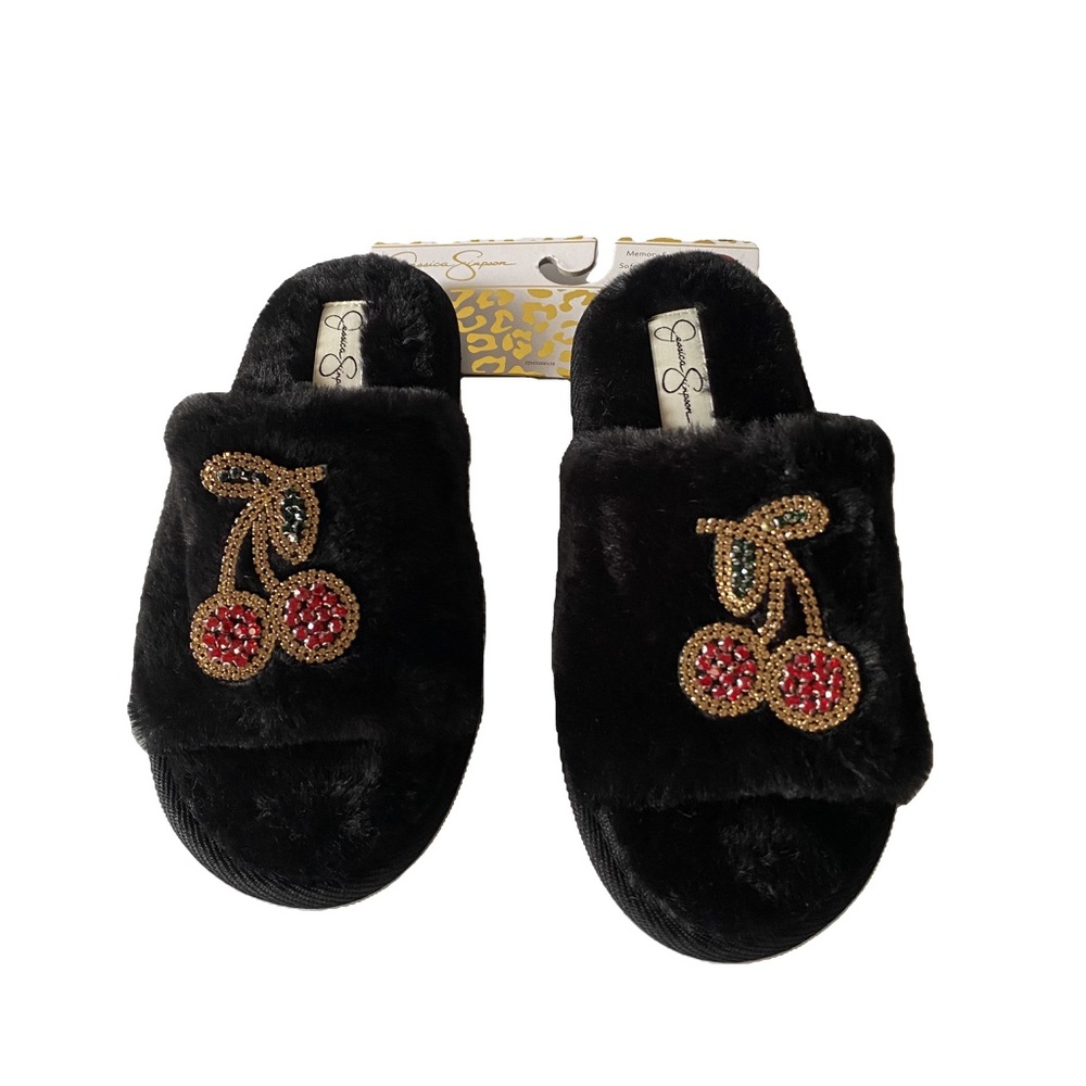Jessica Simpson Black Memory Foam Soft Plush Slippers